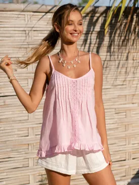 Anais French Linen Cami Top Orchid Pink