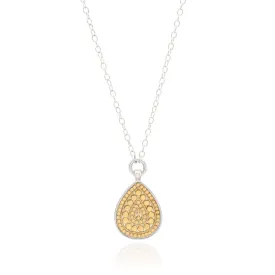 Anna Beck Gold Silver Teardrop Flower Drop Necklace