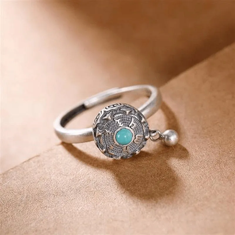 Anxiety Relief Blue Turquoise Adjustable Fidget Ring