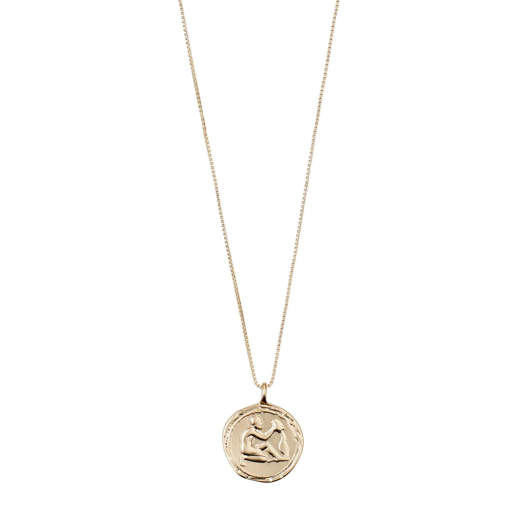 Aquarius Zodiac Sign Coin Necklace (Gold Plated)