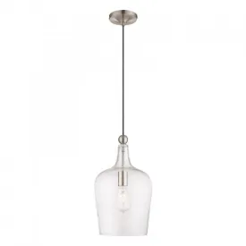 ART GLASS 1 LIGHT MINI PENDANT, BRUSHED NICKEL