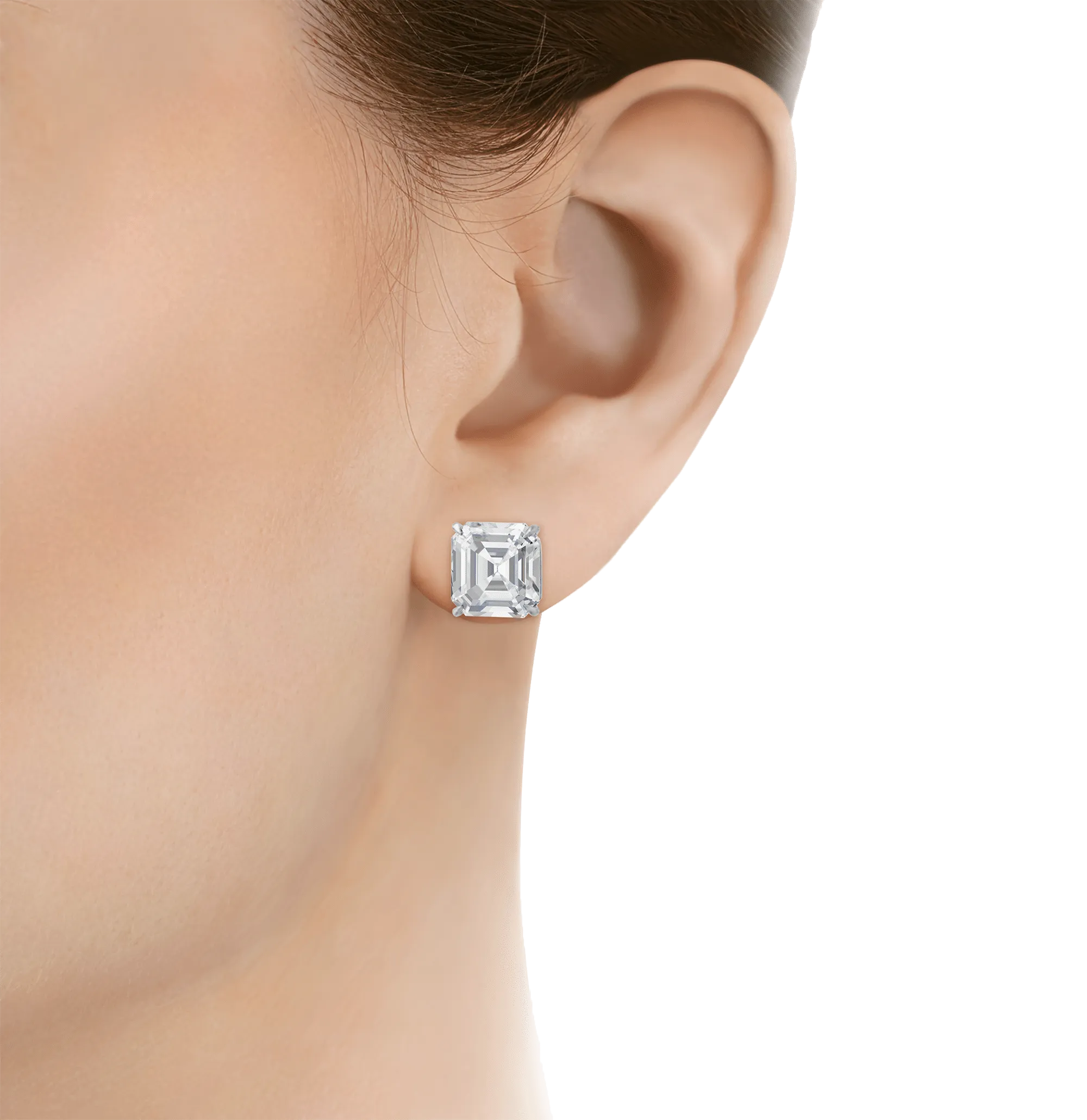 Asscher-Cut Diamond Studs, 14.42 Carats