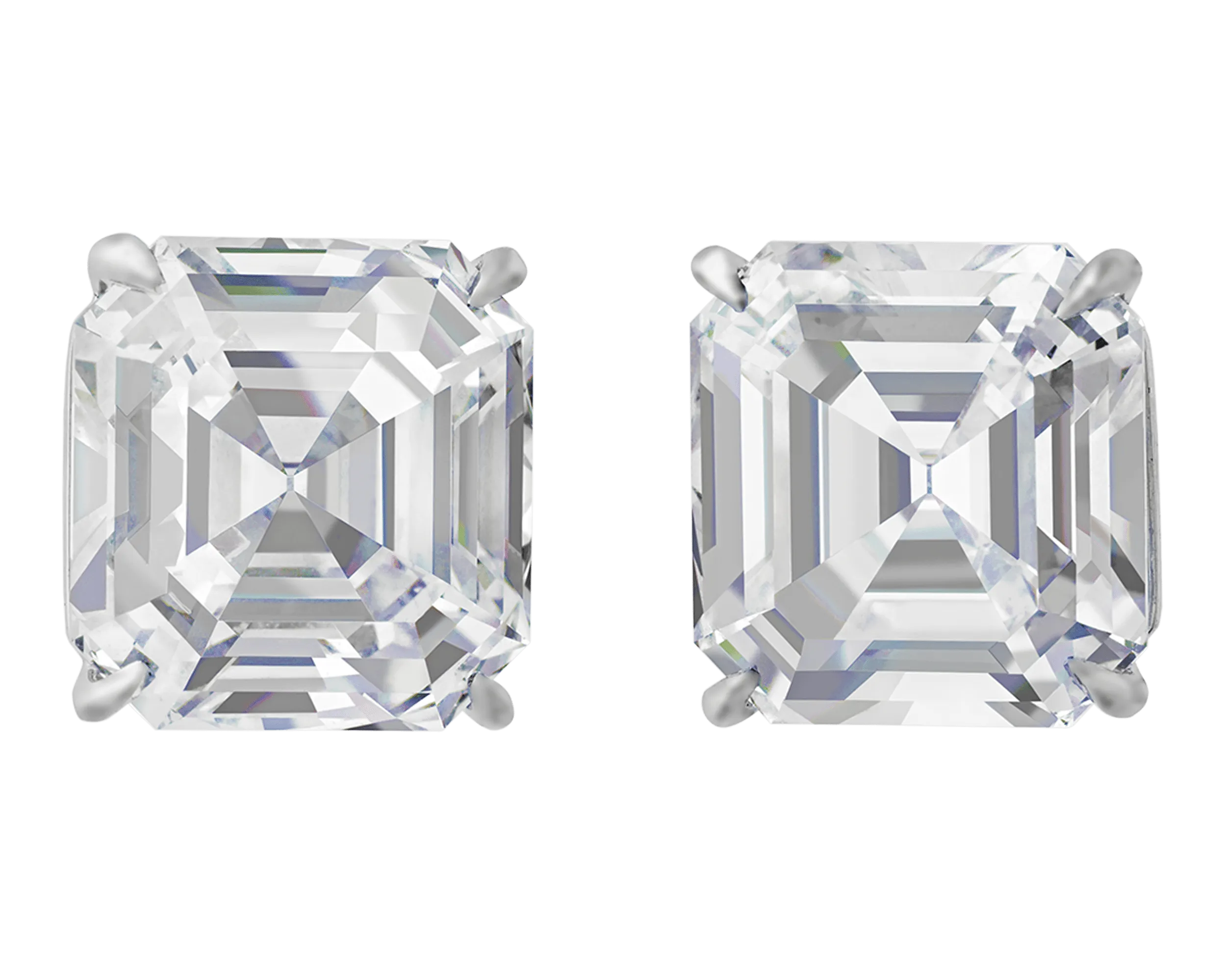 Asscher-Cut Diamond Studs, 14.42 Carats