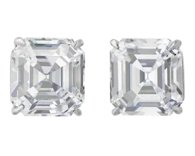 Asscher-Cut Diamond Studs, 14.42 Carats