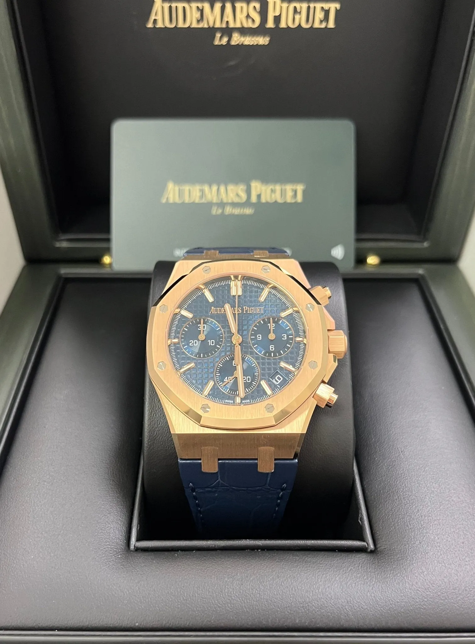 Audemars Piguet ROYAL OAK SELFWINDING CHRONOGRAPH “50TH ANNIVERSARY” BLUE STRAP BLUE DIAL (Ref # 26240OR.OO.D315CR.01)