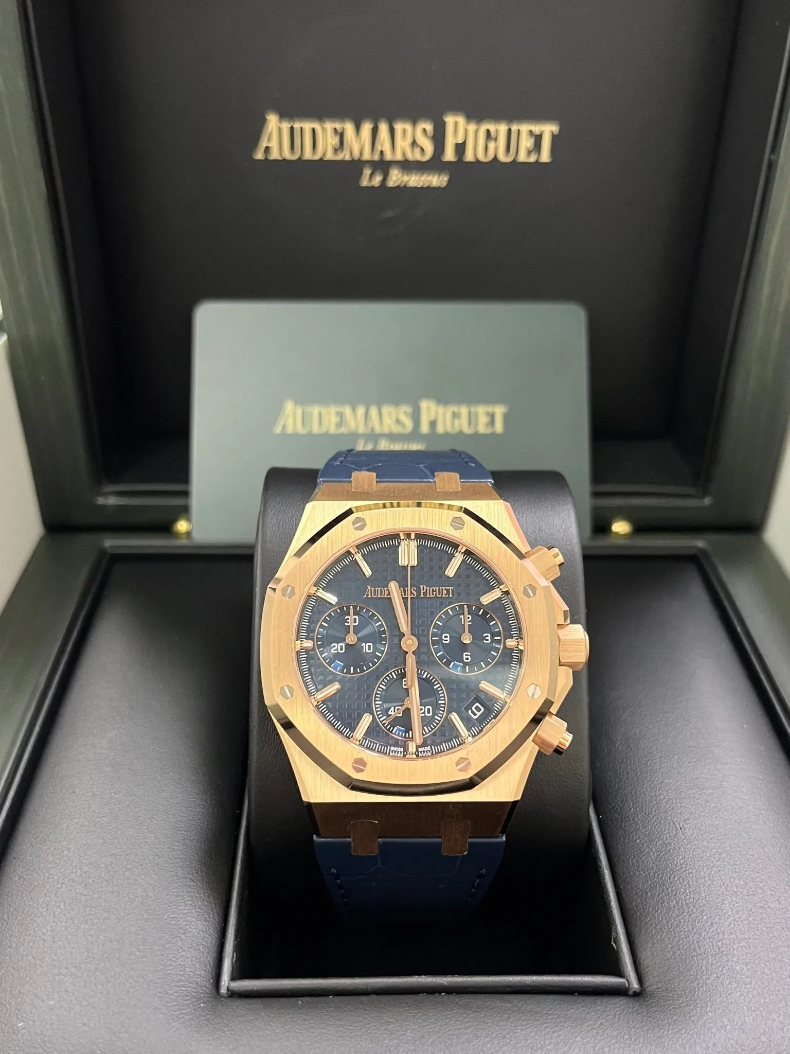 Audemars Piguet ROYAL OAK SELFWINDING CHRONOGRAPH “50TH ANNIVERSARY” BLUE STRAP BLUE DIAL (Ref # 26240OR.OO.D315CR.01)