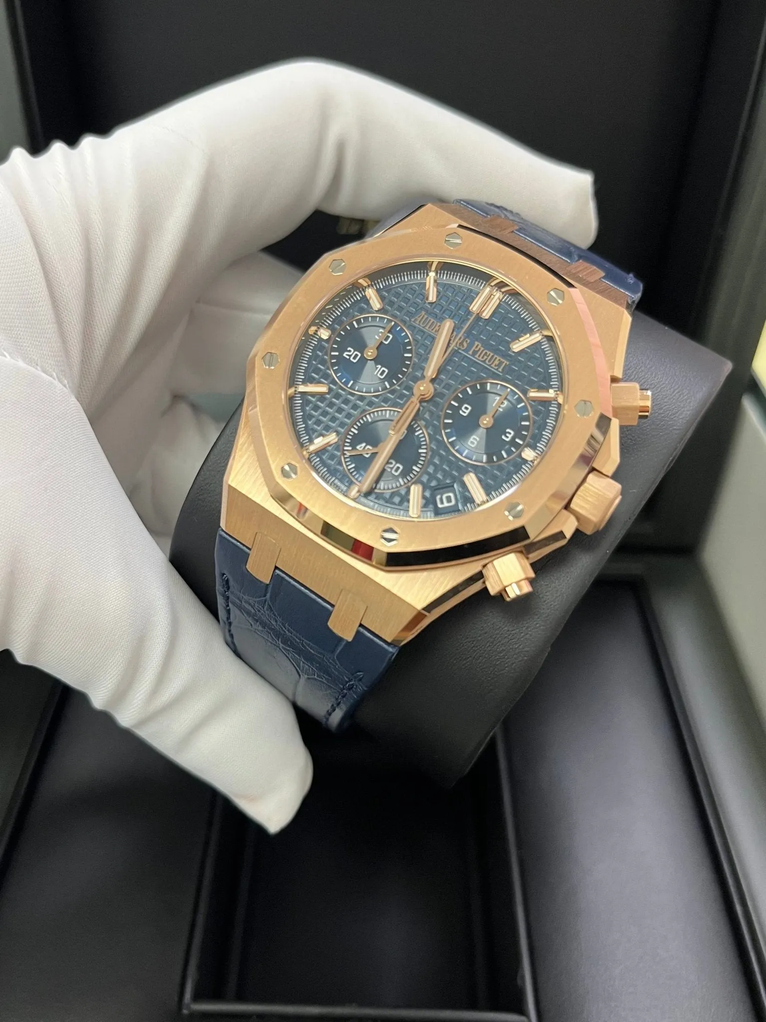 Audemars Piguet ROYAL OAK SELFWINDING CHRONOGRAPH “50TH ANNIVERSARY” BLUE STRAP BLUE DIAL (Ref # 26240OR.OO.D315CR.01)