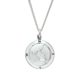 Australasia Map Globe Personalised St Christopher - Silver Chain