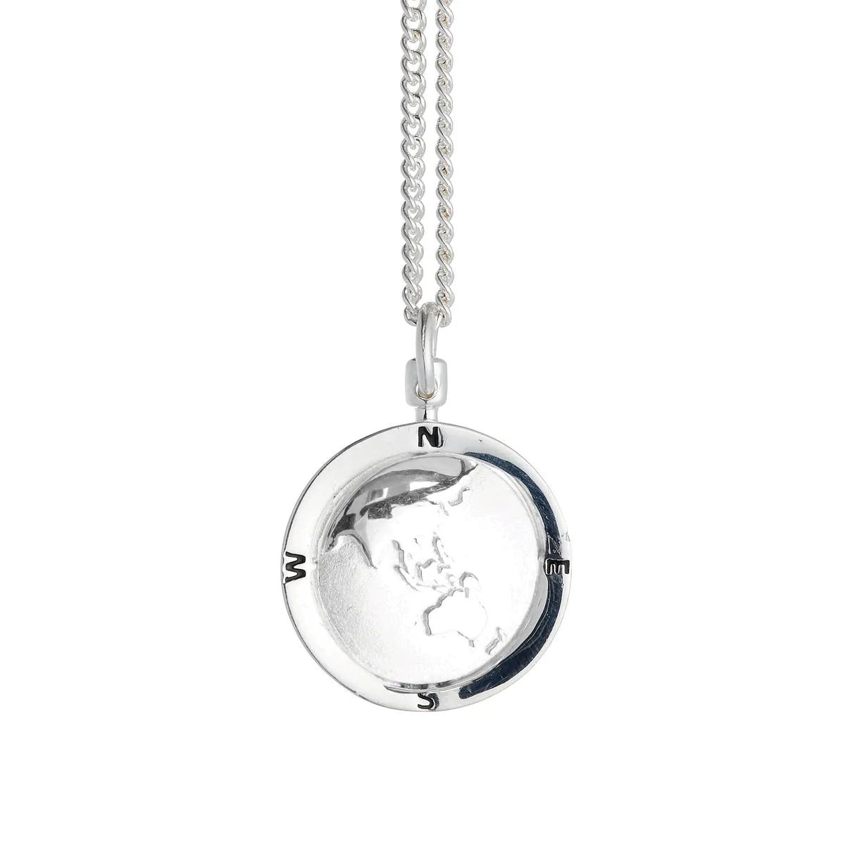 Australasia Map Globe Personalised St Christopher - Silver Chain