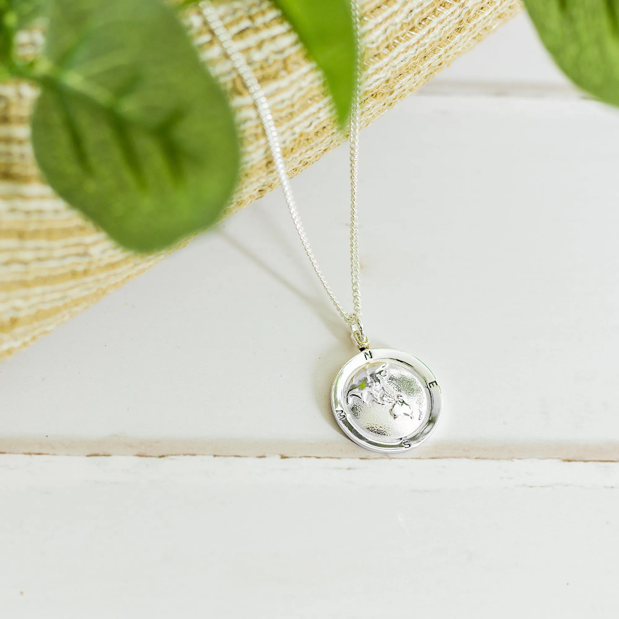 Australasia Map Globe Personalised St Christopher - Silver Chain