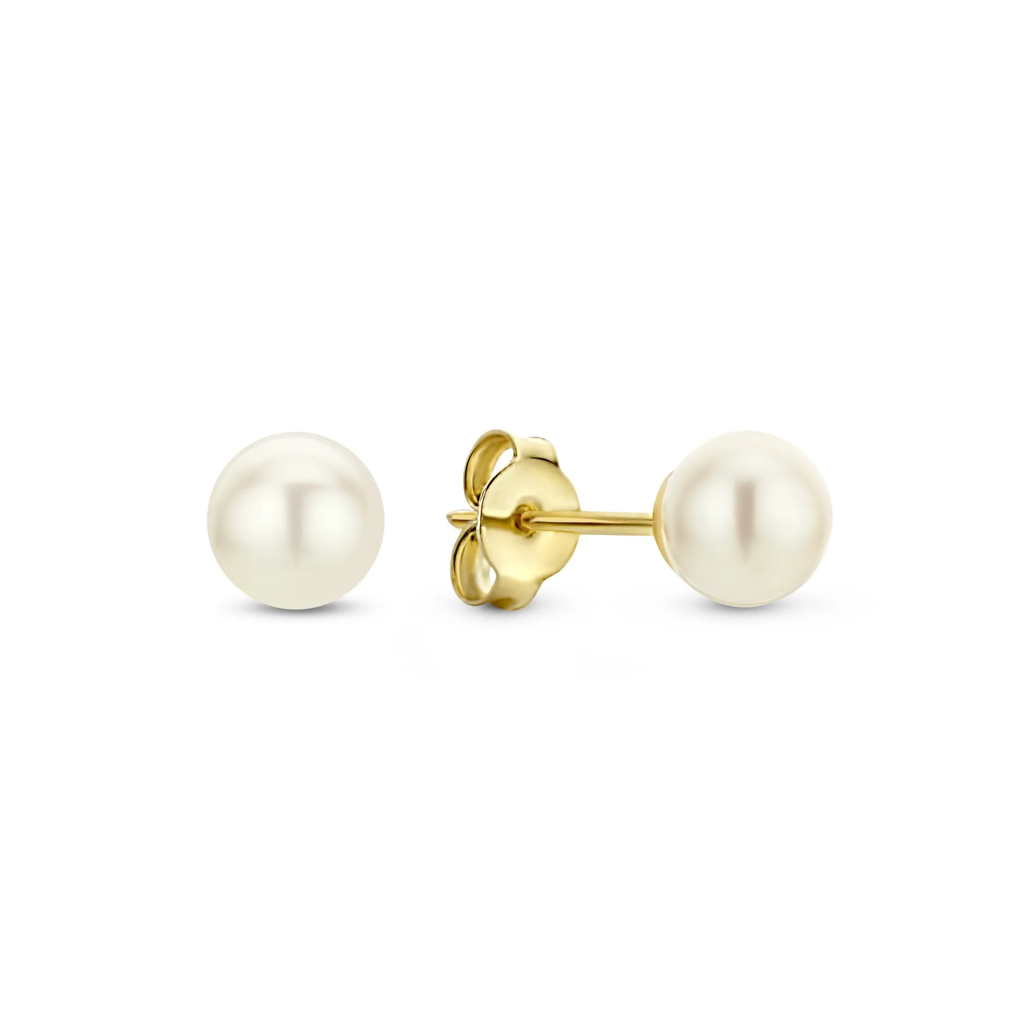 Belleville Luna 14 karat gold ear studs with freshwater pearl