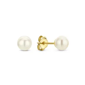 Belleville Luna 14 karat gold ear studs with freshwater pearl