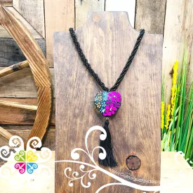 Black Multicolor Yoselin Heart Necklace - Artisan Necklace