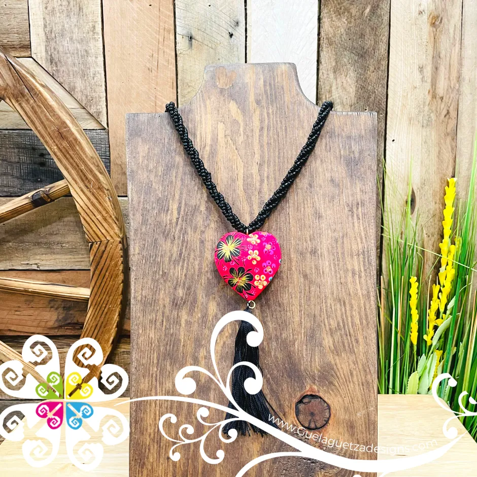 Black Multicolor Yoselin Heart Necklace - Artisan Necklace