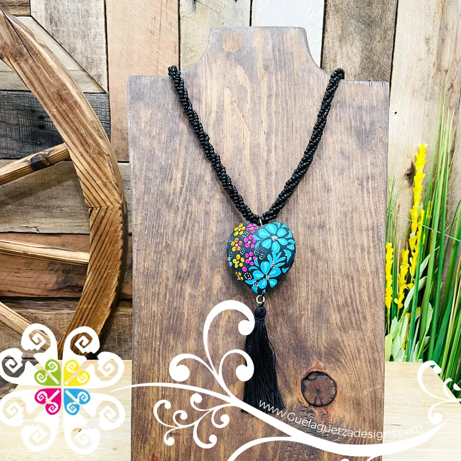 Black Multicolor Yoselin Heart Necklace - Artisan Necklace