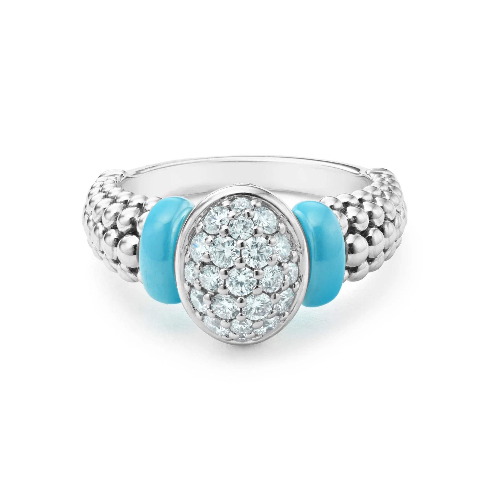 Blue Caviar Oval Ceramic Caviar Diamond Ring