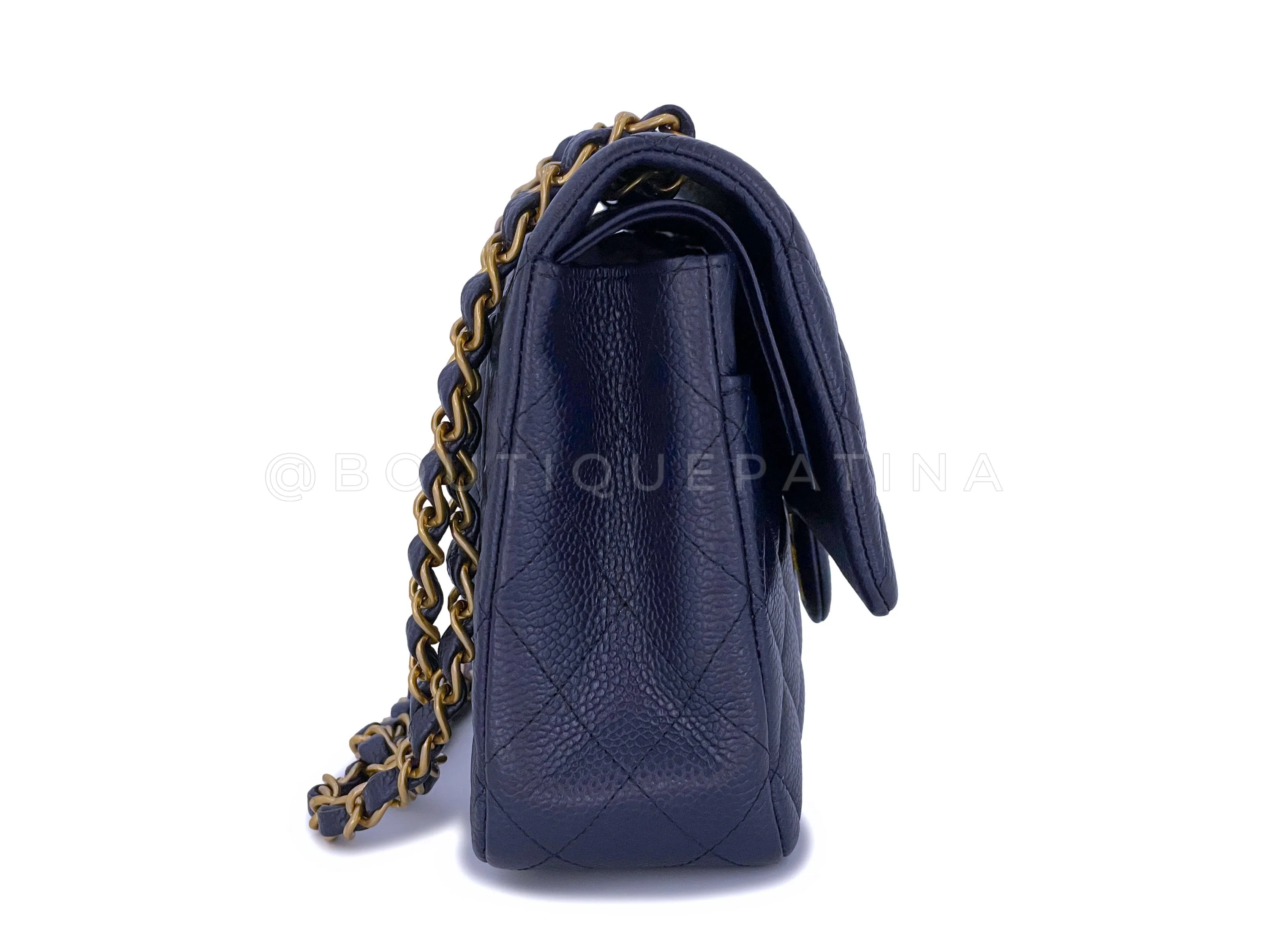 Chanel 16C Navy Blue Caviar Medium Classic Double Flap Bag GHW