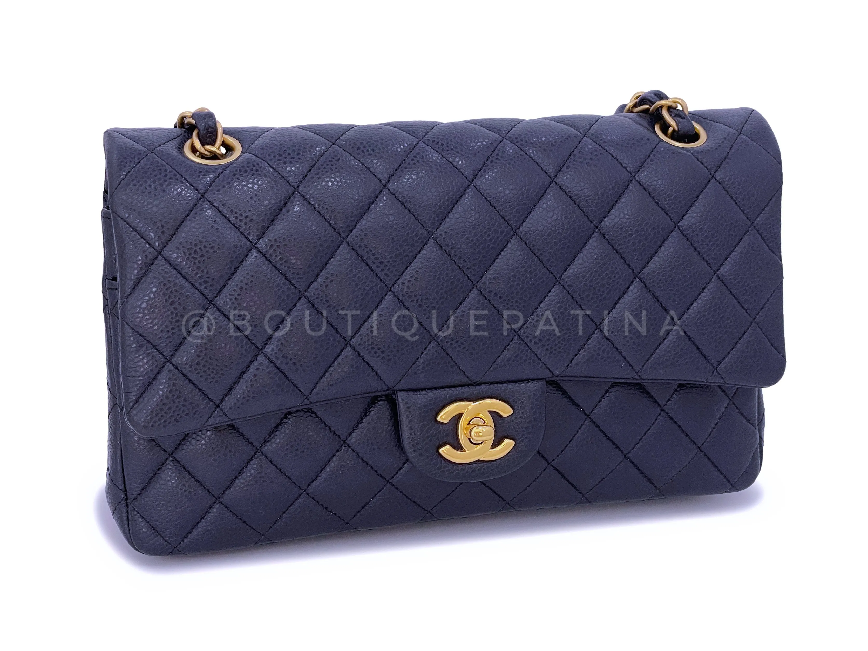 Chanel 16C Navy Blue Caviar Medium Classic Double Flap Bag GHW