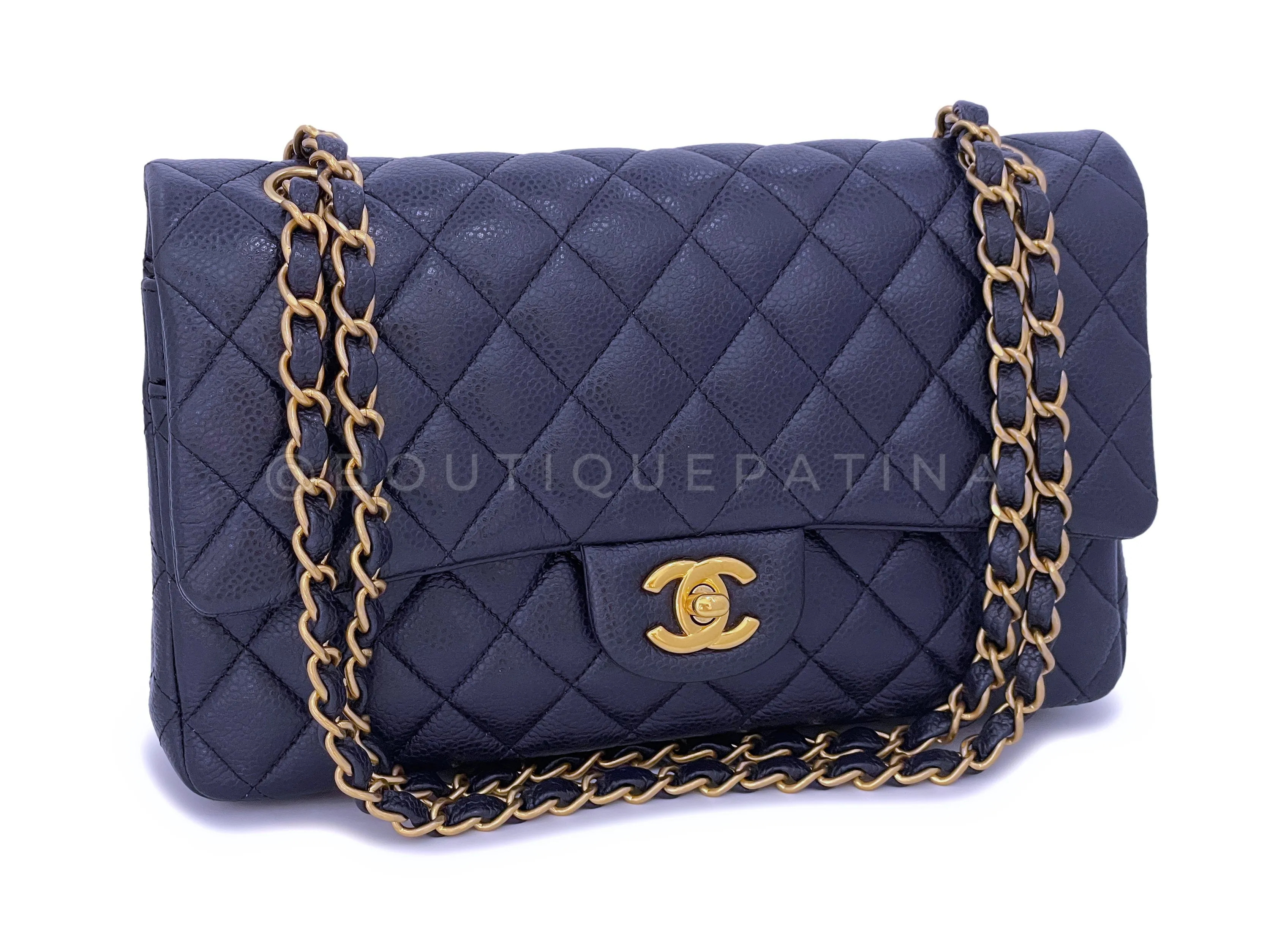 Chanel 16C Navy Blue Caviar Medium Classic Double Flap Bag GHW