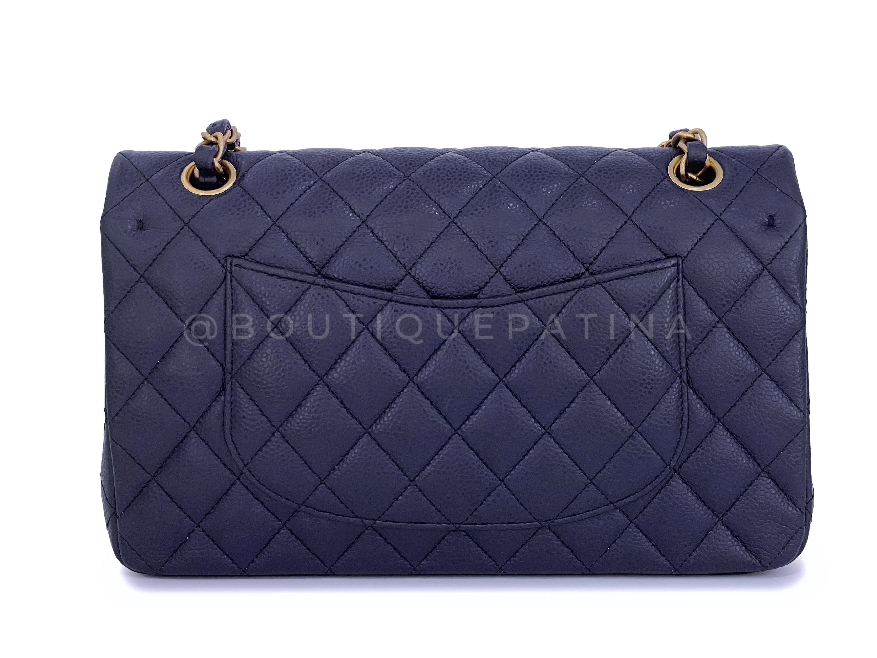 Chanel 16C Navy Blue Caviar Medium Classic Double Flap Bag GHW