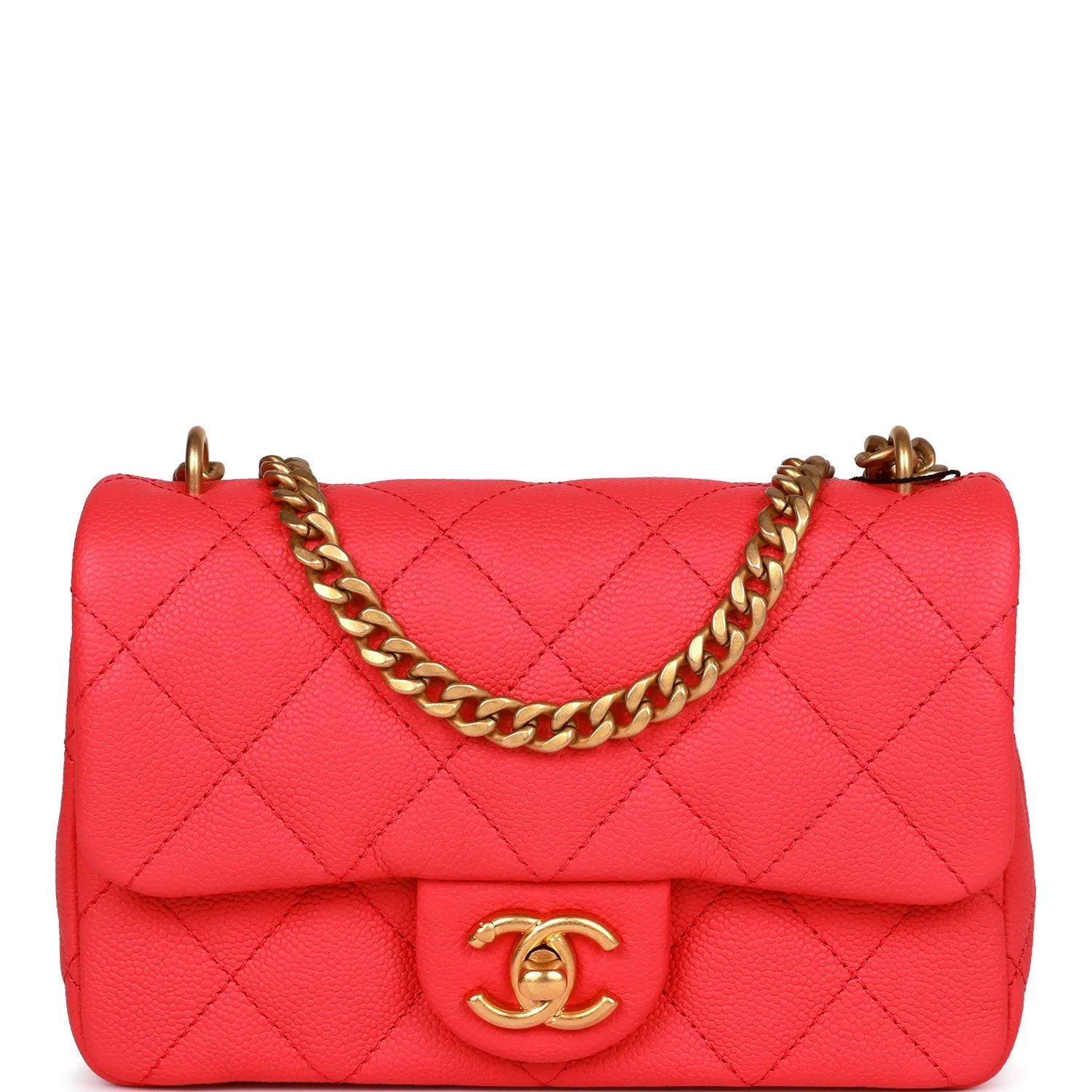 Chanel Mini Flap Bag Pink Caviar Antique Gold Hardware