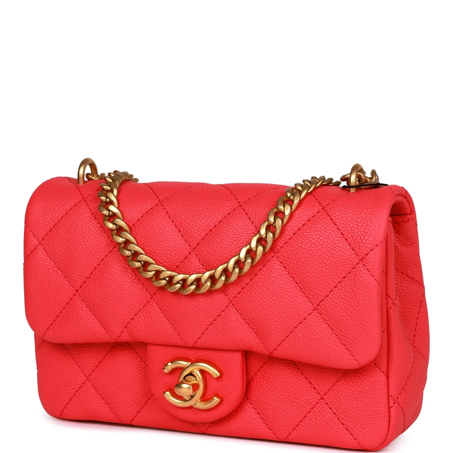 Chanel Mini Flap Bag Pink Caviar Antique Gold Hardware