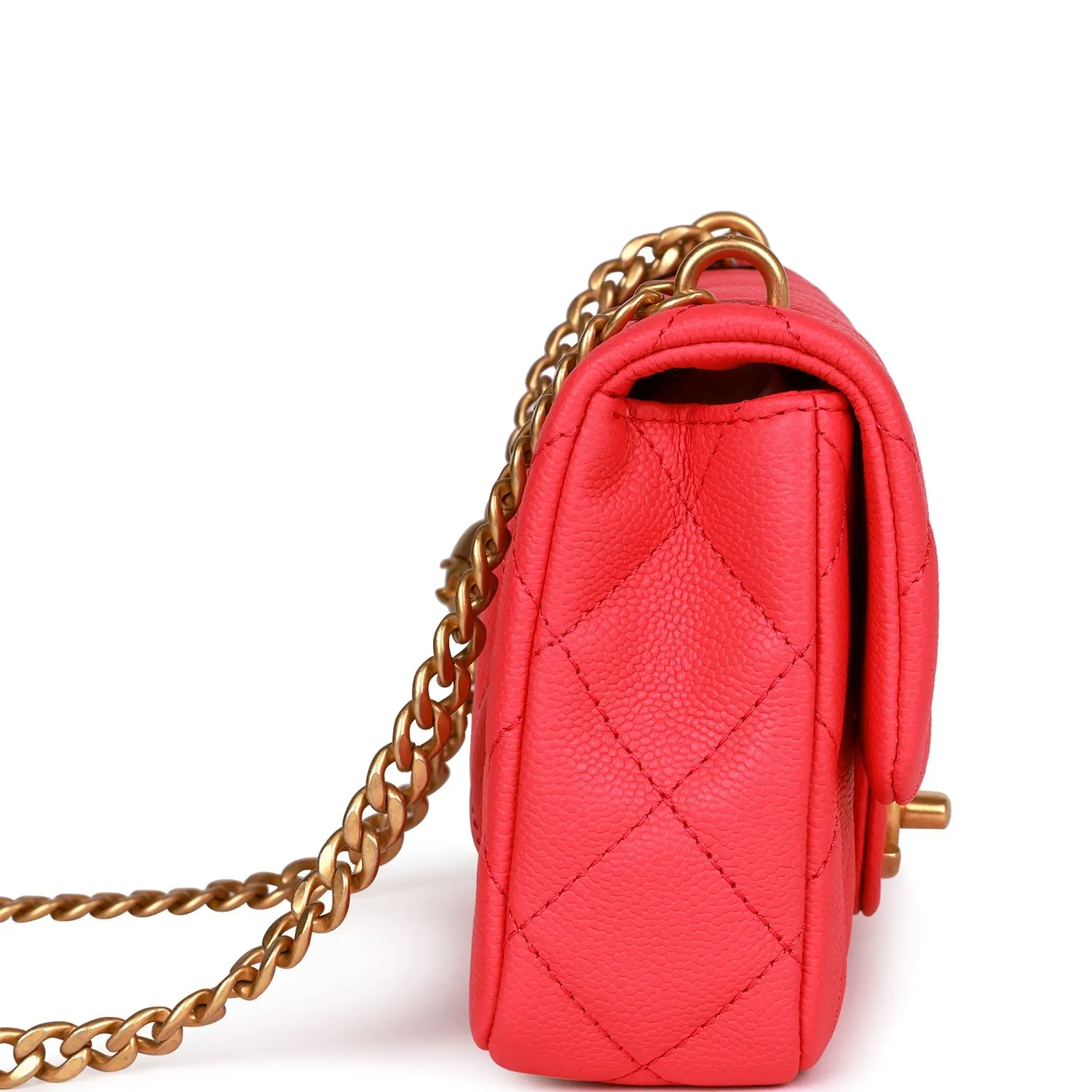 Chanel Mini Flap Bag Pink Caviar Antique Gold Hardware