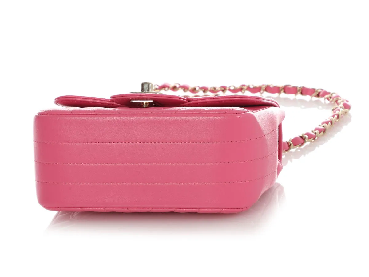 Chanel Mini Pink Chevron-Quilted Lambskin Classic