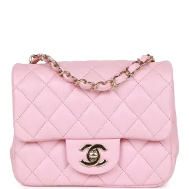 Chanel Mini Square Flap Pink Lambskin Light Gold Hardware