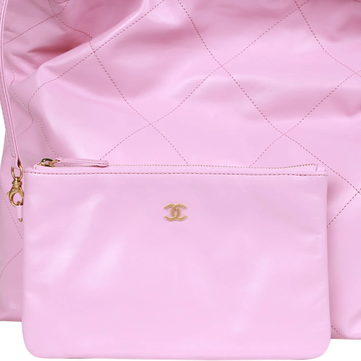 Chanel Small 22 Bag Pink Calfskin Antique Gold Hardware