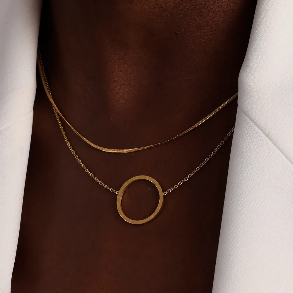 Circle Ring Double Layer Necklace