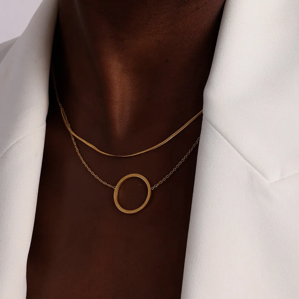 Circle Ring Double Layer Necklace