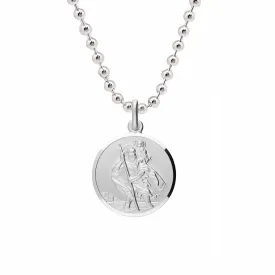 Classic St Christopher Necklace Sterling Silver 18mm