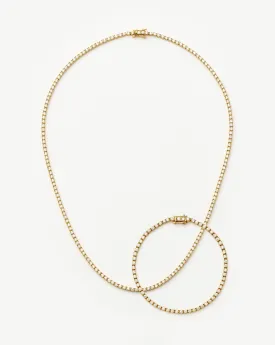 Classic Tennis Necklace & Bracelet Set | 18k Gold Vermeil Cubic Zirconia