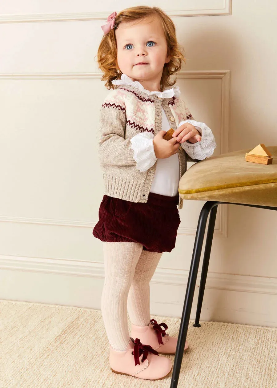 Corduroy Button Bloomers in Burgundy (3mths-2yrs)