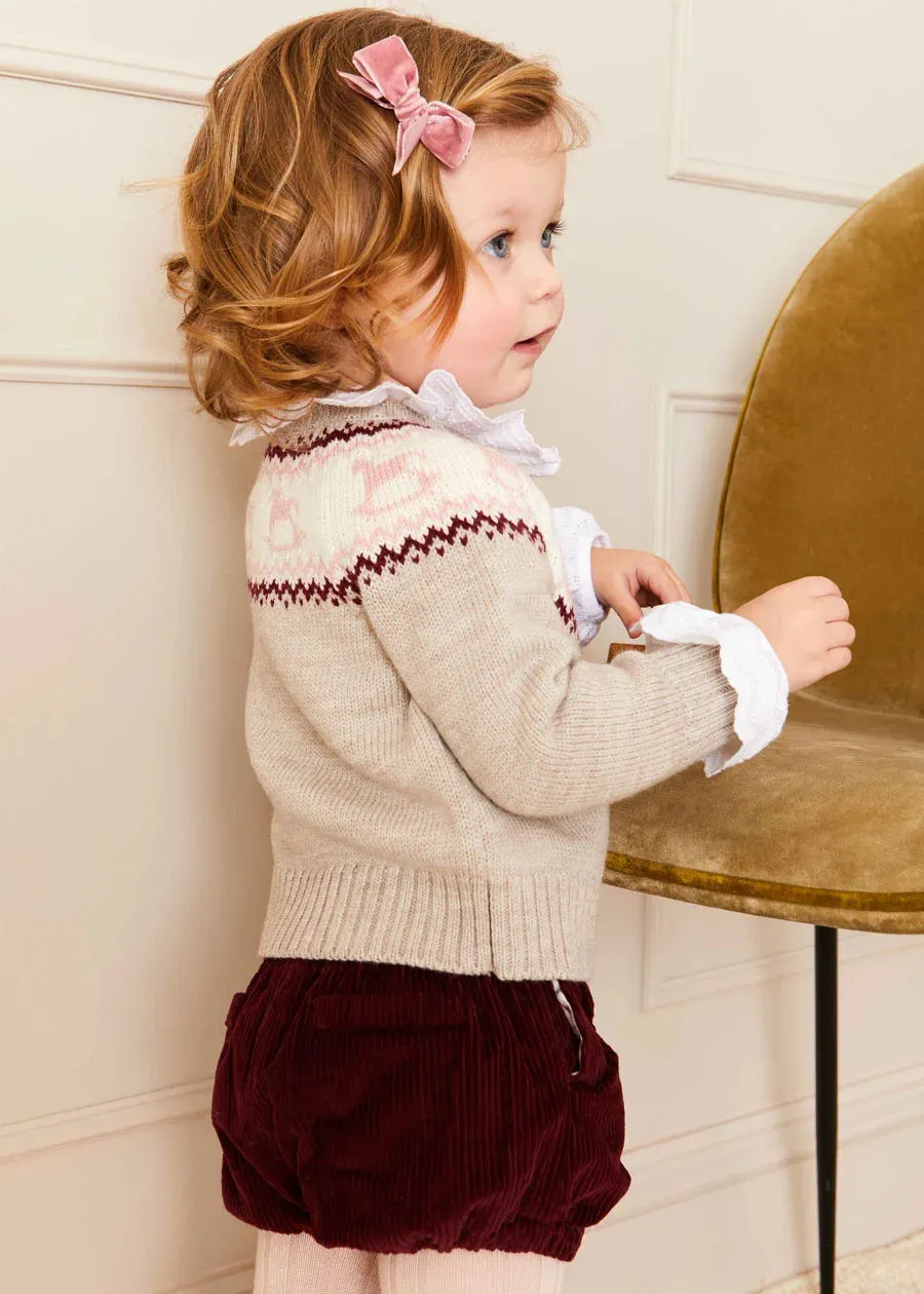 Corduroy Button Bloomers in Burgundy (3mths-2yrs)