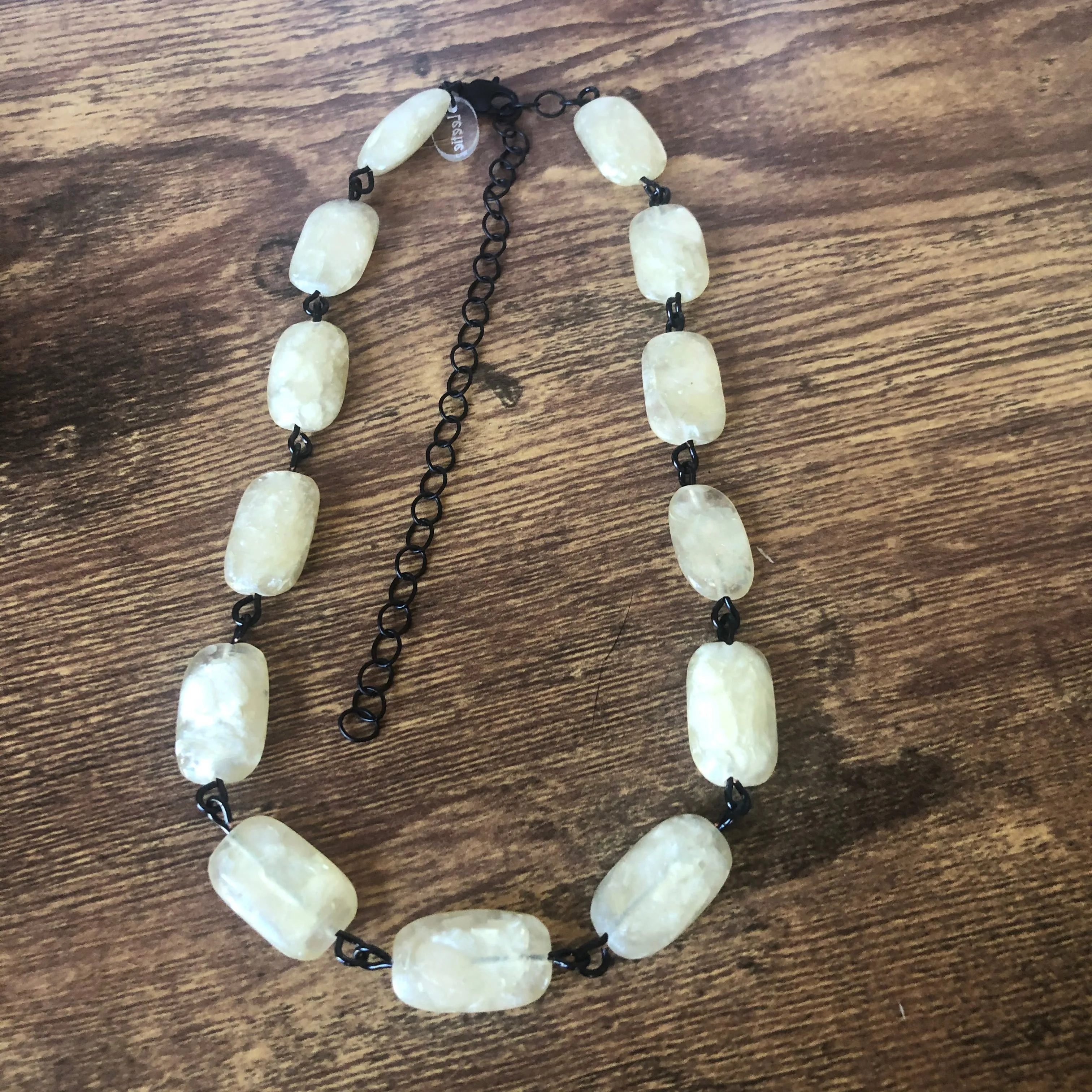 Creamy White Marble Silvery Amelia Necklace *