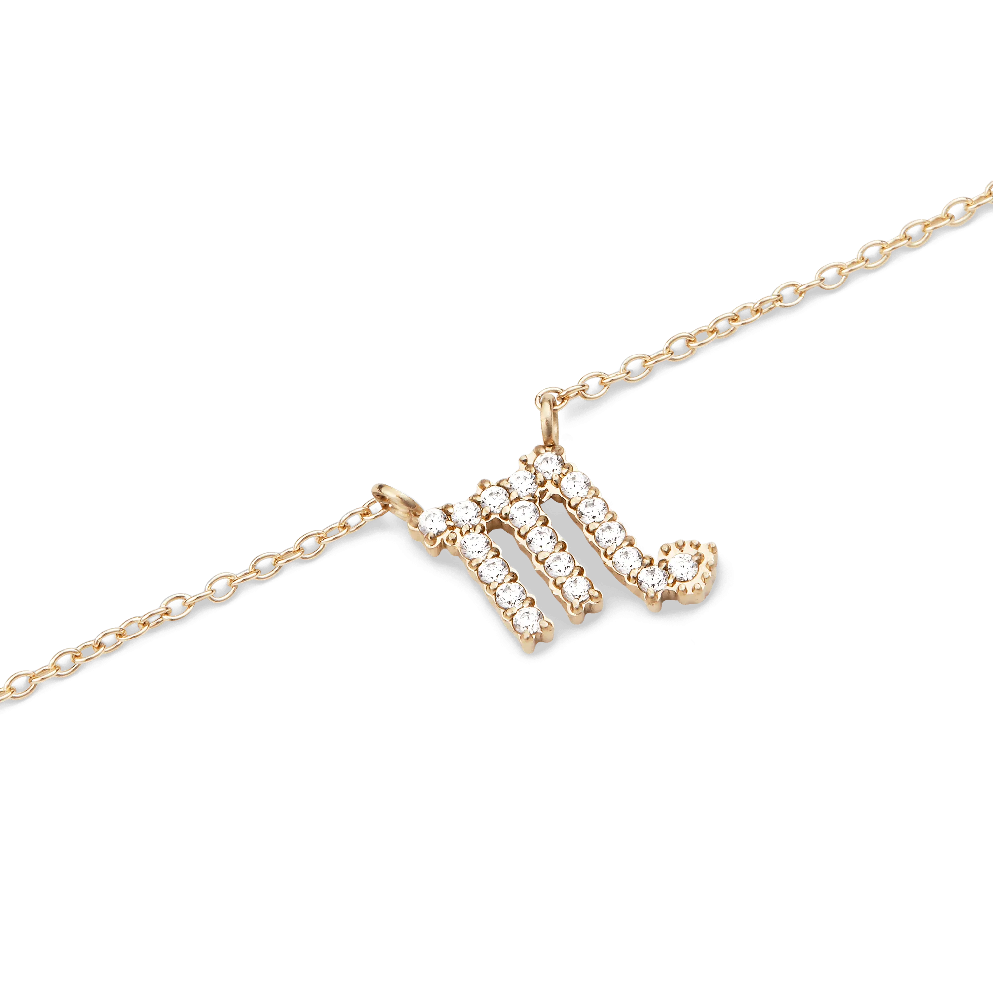 Crystal Zodiac Chain Necklace Gold