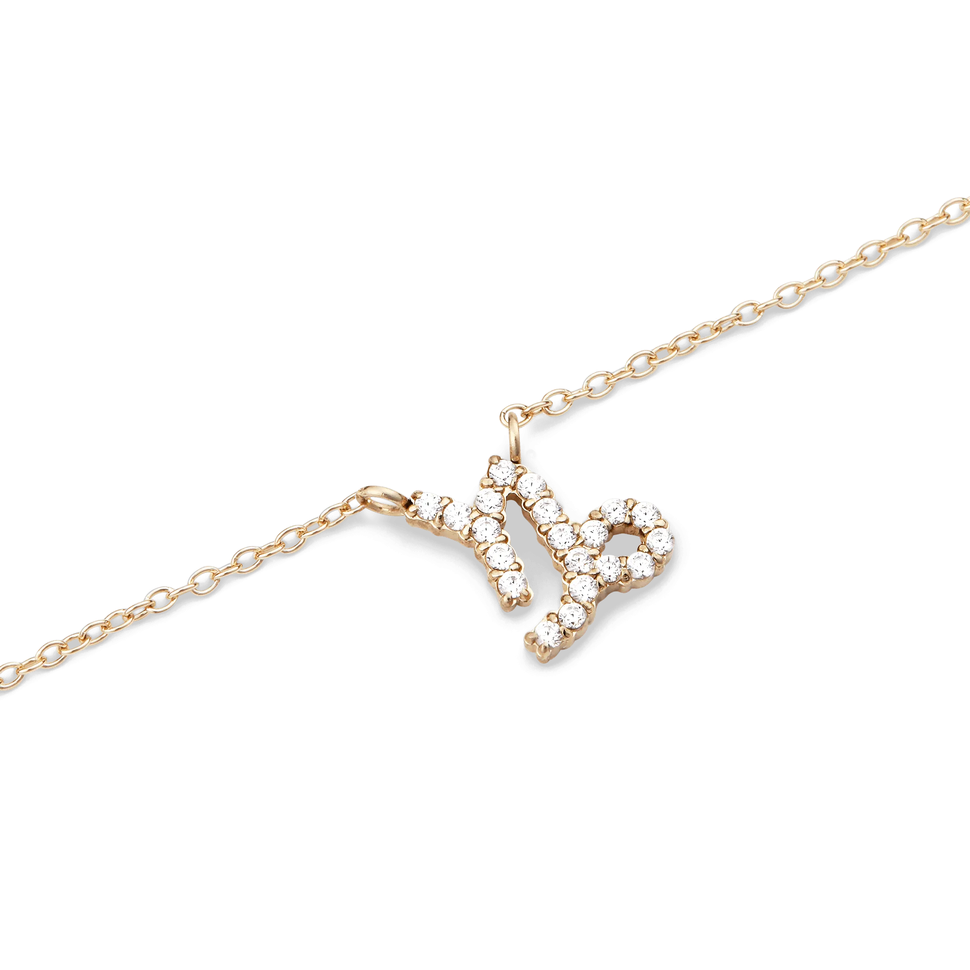 Crystal Zodiac Chain Necklace Gold