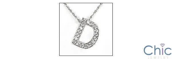 Cubic Zirconia Cz Letter D in Pave Initial Pendant