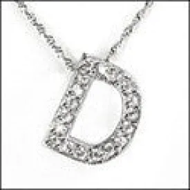 Cubic Zirconia Cz Letter D in Pave Initial Pendant