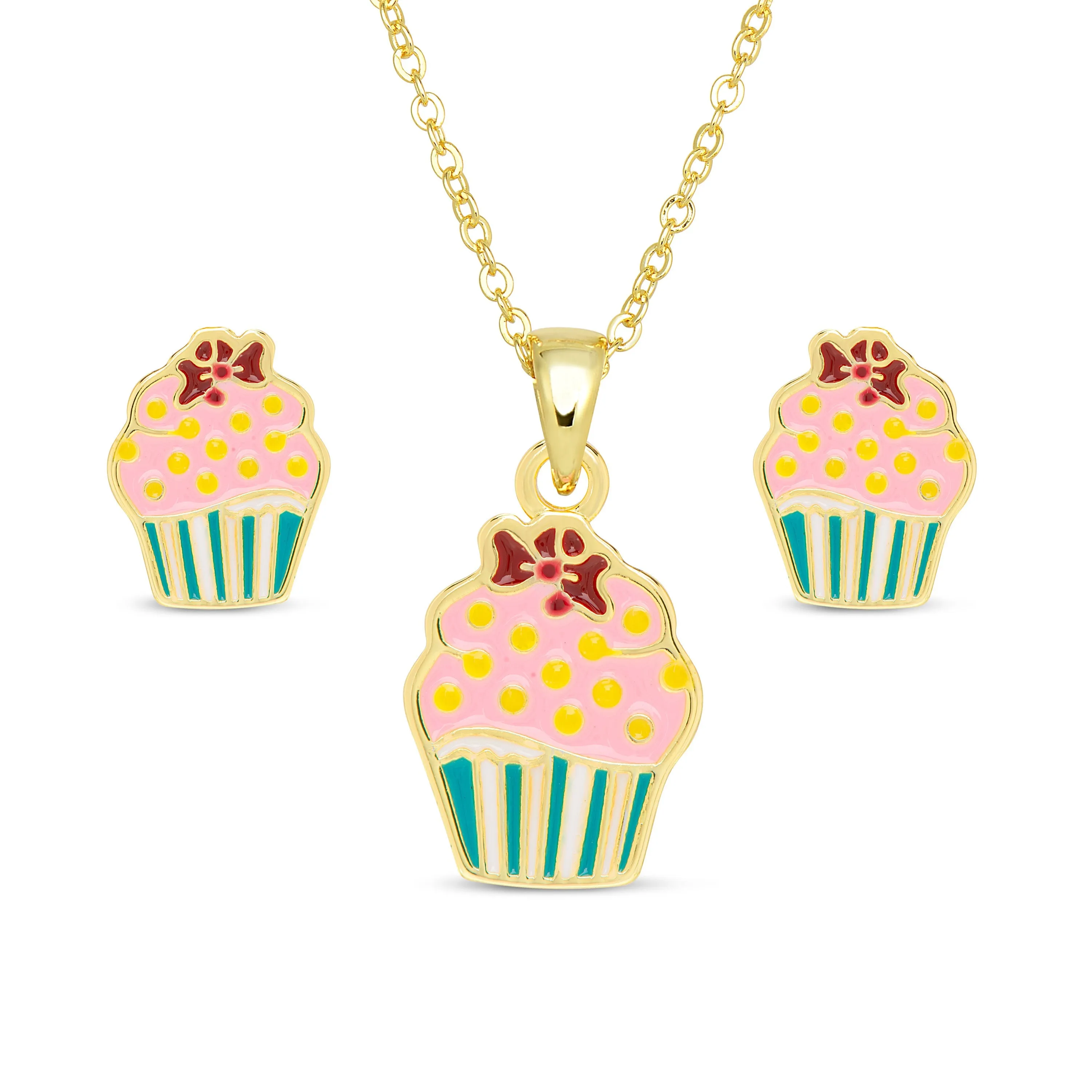 Cupcake Necklace and Earrings Set