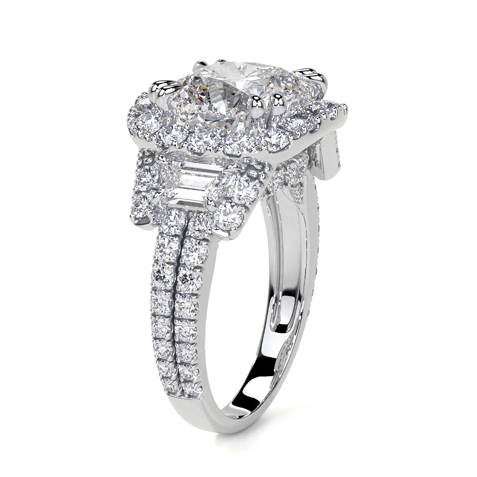 Cushion Cut Diamond Ring With Halo