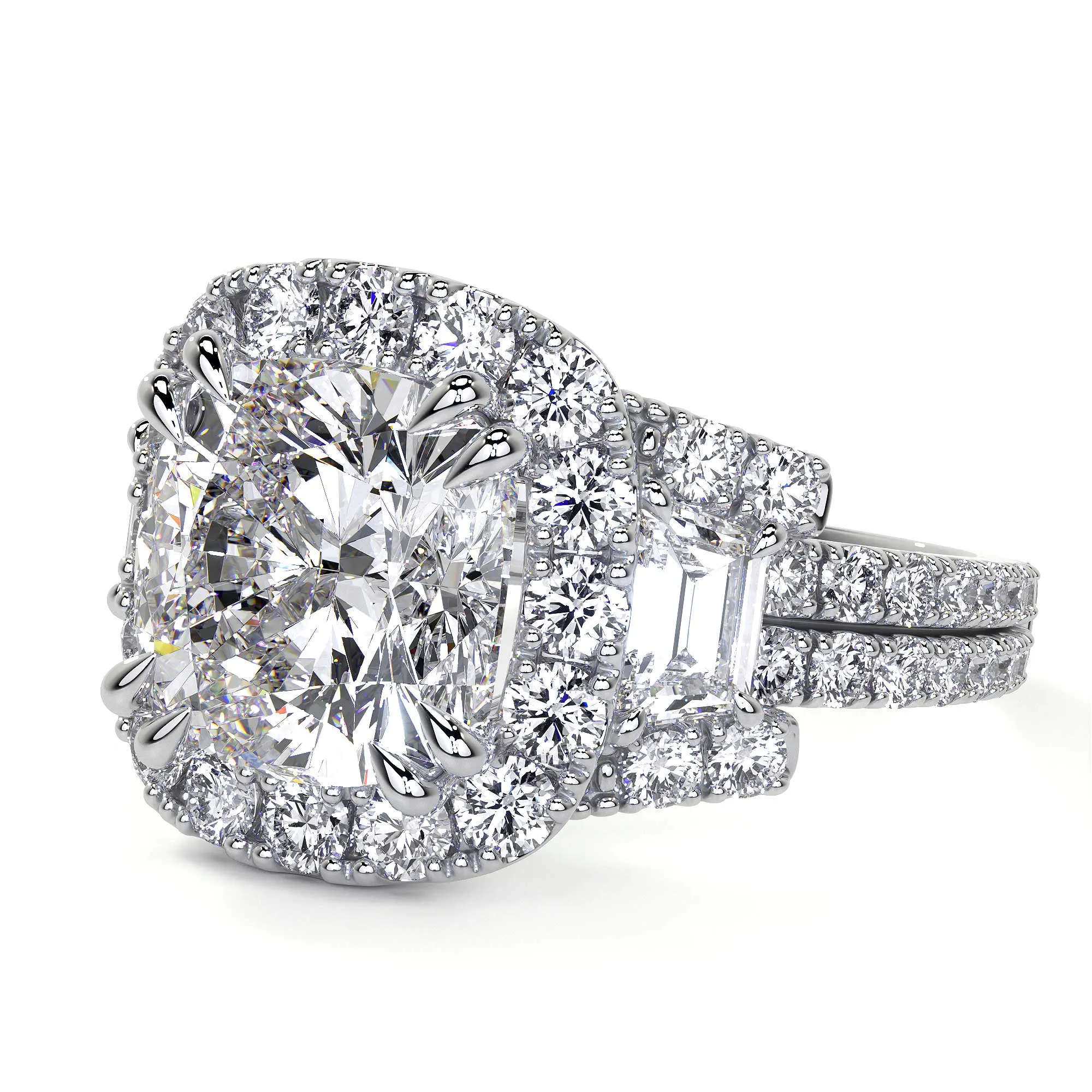 Cushion Cut Diamond Ring With Halo