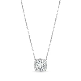 Cushion Cut Diamond with Halo Pendant, 3.5 CT