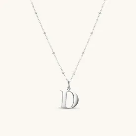 D Initial Pendant Necklace In Silver