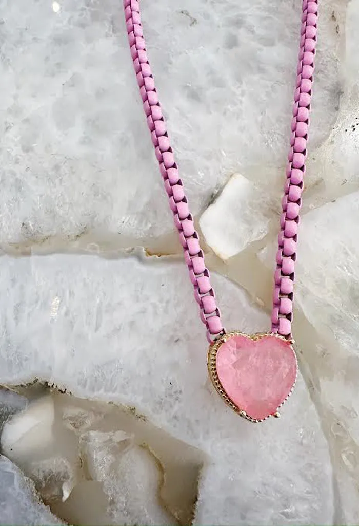 Darcy Heart Necklace-Pink