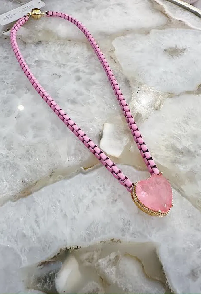 Darcy Heart Necklace-Pink