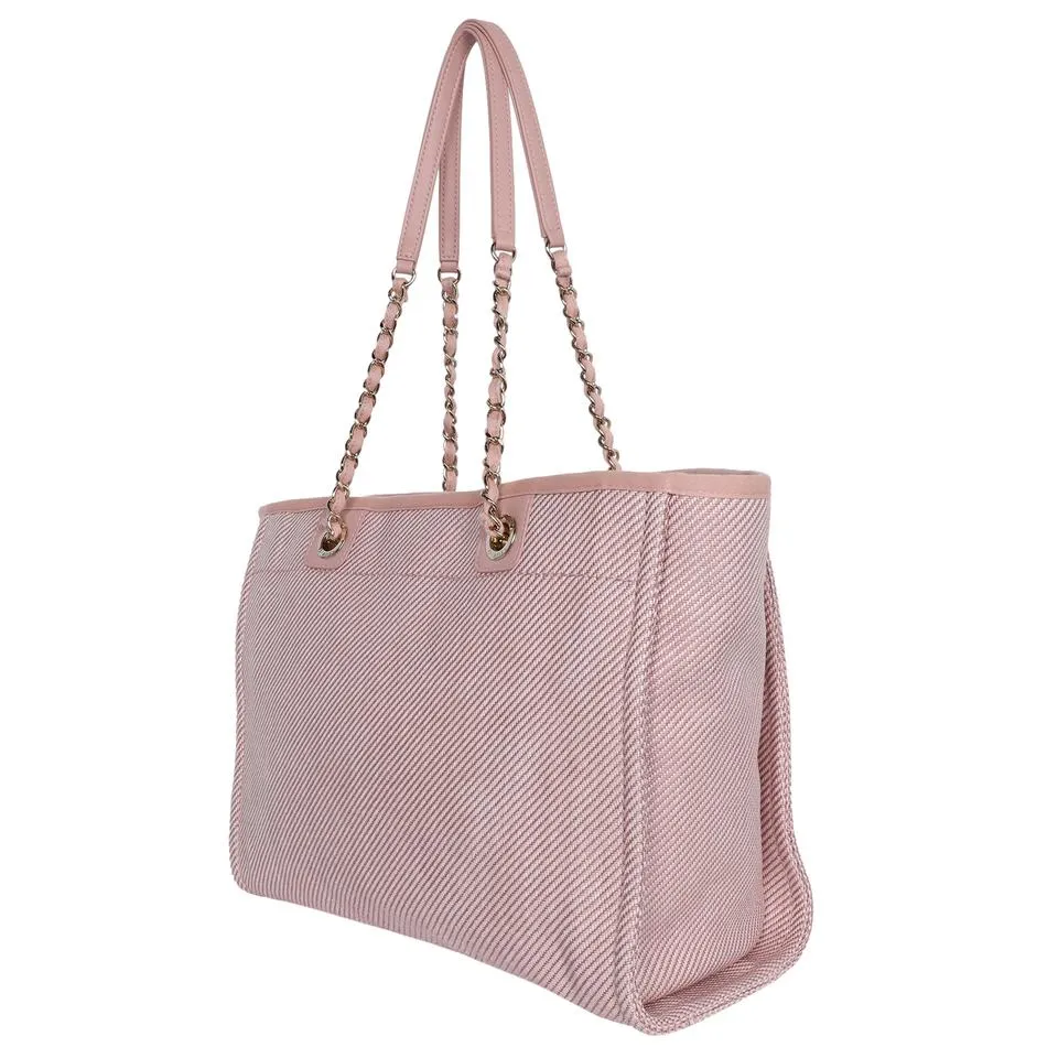 Deauville pink canvas large shopping tote (Authentic NEW)