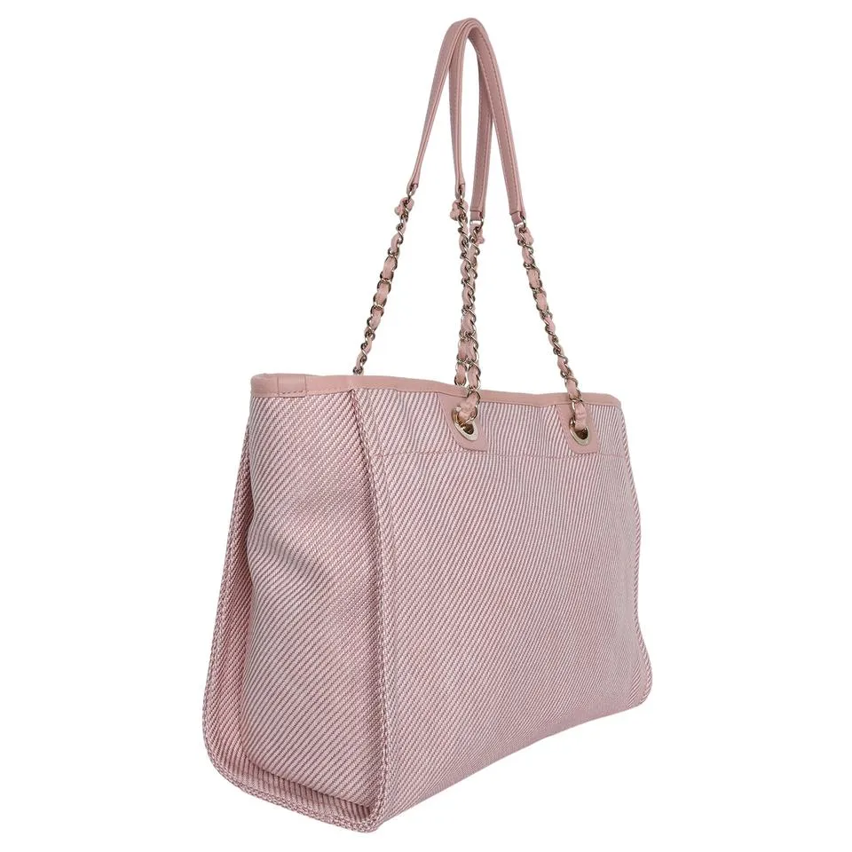 Deauville pink canvas large shopping tote (Authentic NEW)